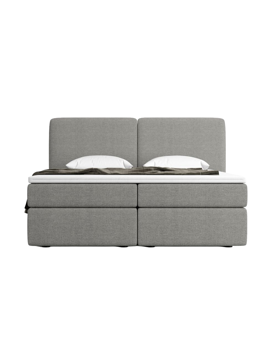 
Designer box-spring bed “Castellia” with storage compartment, grey woven fabric - 140 x 200 cm