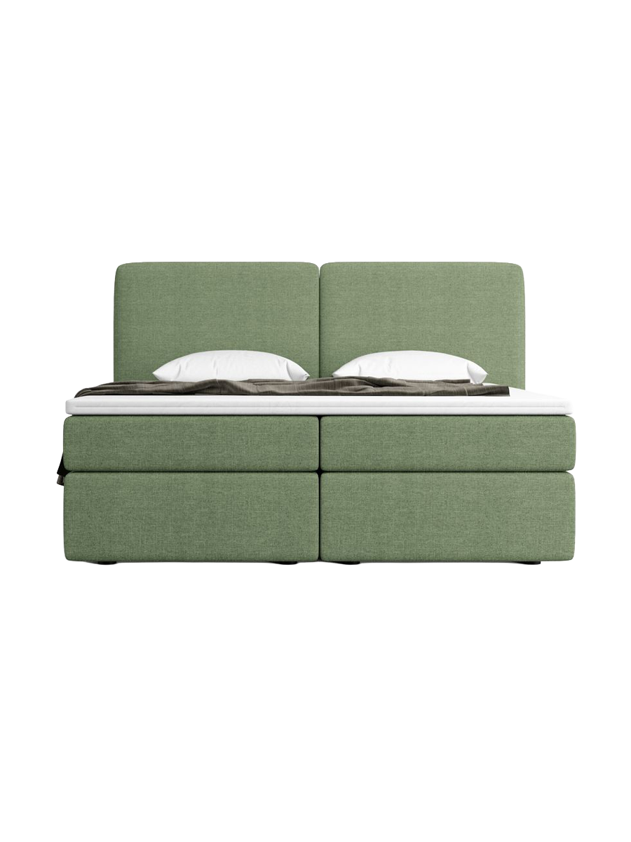 
Design Boxspringbett „Castellia“ mit Ablagefach, Webstoff Grün - 140 x 200 cm
