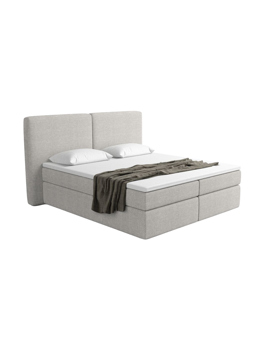 
Designer box-spring bed “Castellia” with storage compartment, light grey woven fabric - 140 x 200 cm