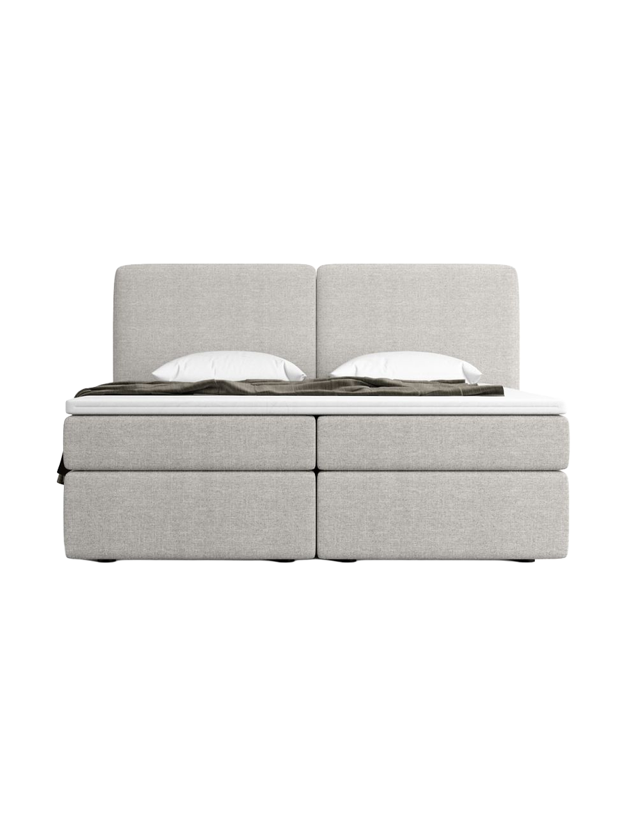 
Designer box-spring bed “Castellia” with storage compartment, light grey woven fabric - 140 x 200 cm