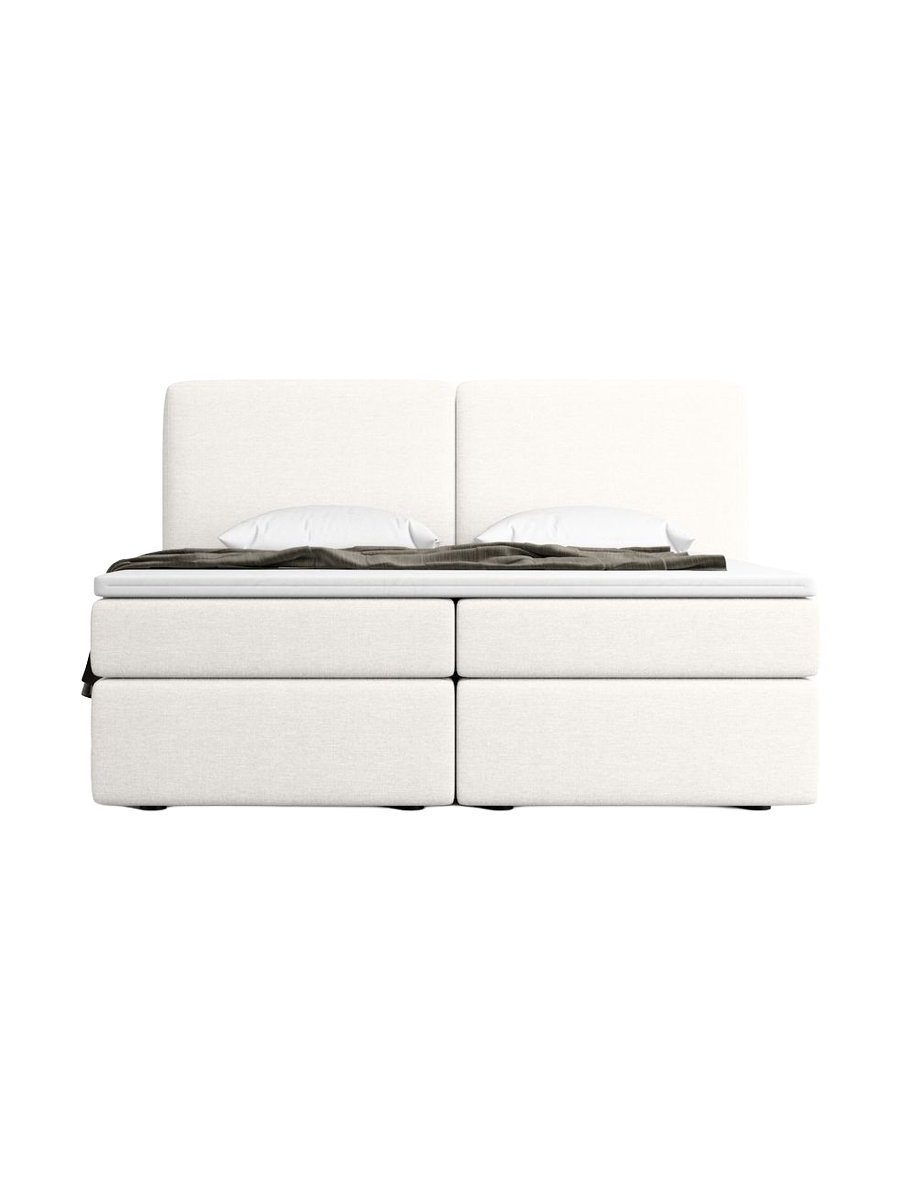 
Design Boxspringbett „Castellia“ mit Ablagefach, Webstoff Weiss - 140 x 200 cm