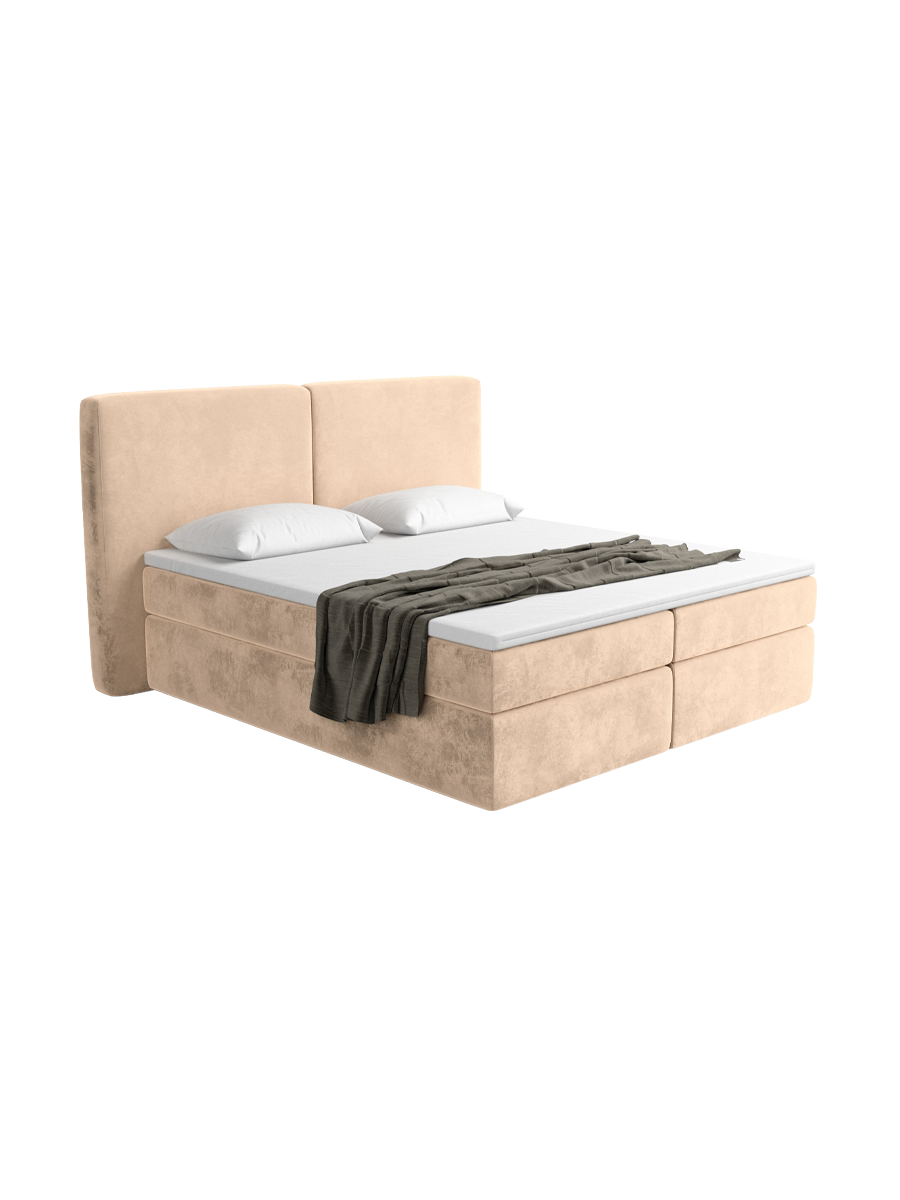 
Design Boxspringbett „Castellia“ mit Ablagefach, Samt Beige - 140 x 200 cm