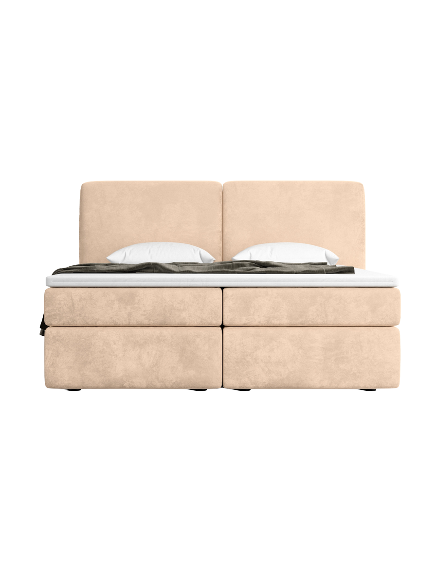 
Design Boxspringbett „Castellia“ mit Ablagefach, Samt Beige - 140 x 200 cm