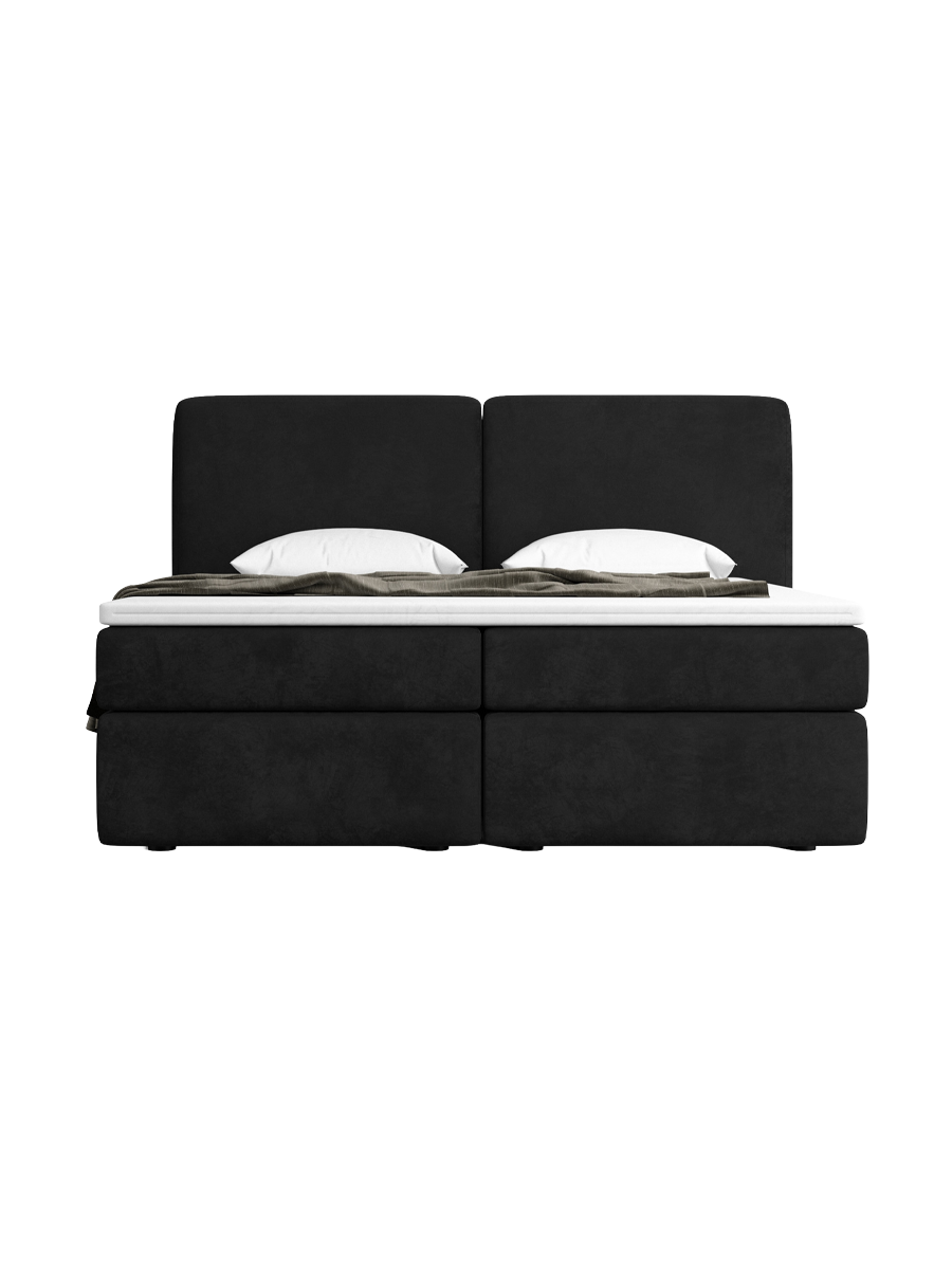 
Design Boxspringbett „Castellia“ mit Ablagefach, Samt Schwarz - 140 x 200 cm