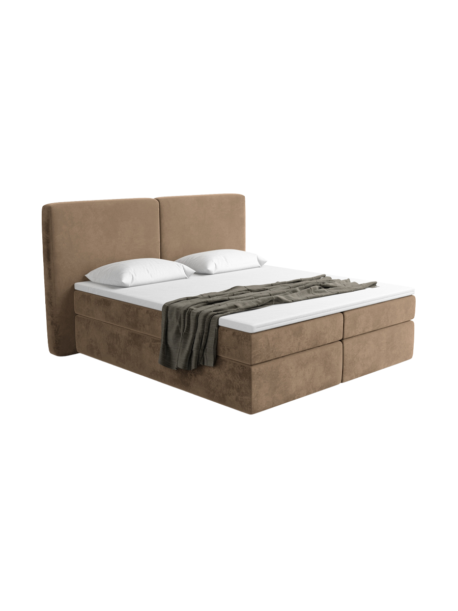 
Design Boxspringbett „Castellia“ mit Ablagefach, Samt Braun - 140 x 200 cm