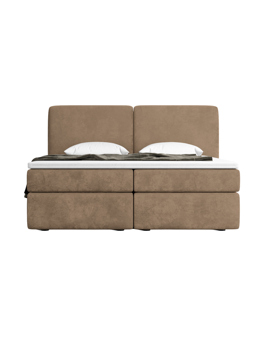 
Design Boxspringbett „Castellia“ mit Ablagefach, Samt Braun - 140 x 200 cm