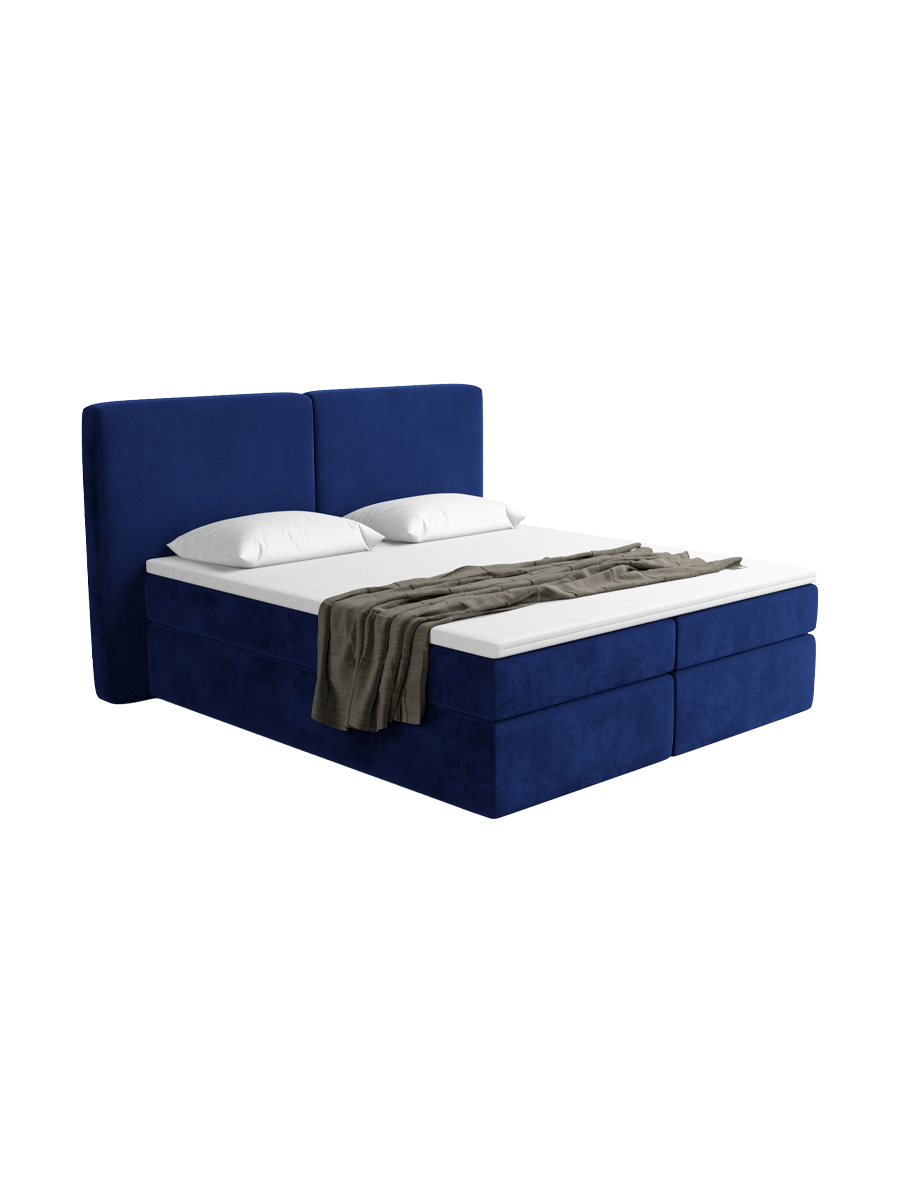
Design Boxspringbett „Castellia“ mit Ablagefach, Samt Blau - 140 x 200 cm