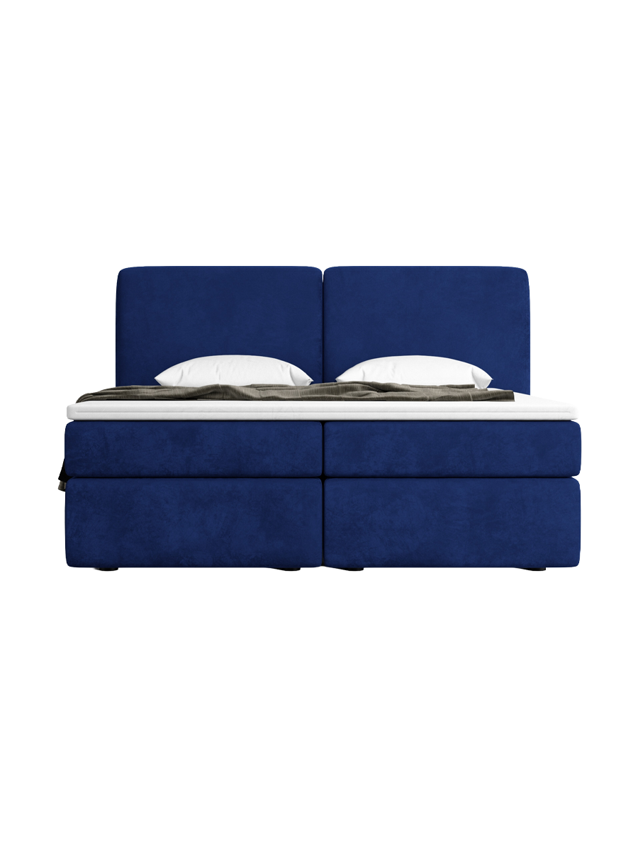 
Design Boxspringbett „Castellia“ mit Ablagefach, Samt Blau - 140 x 200 cm