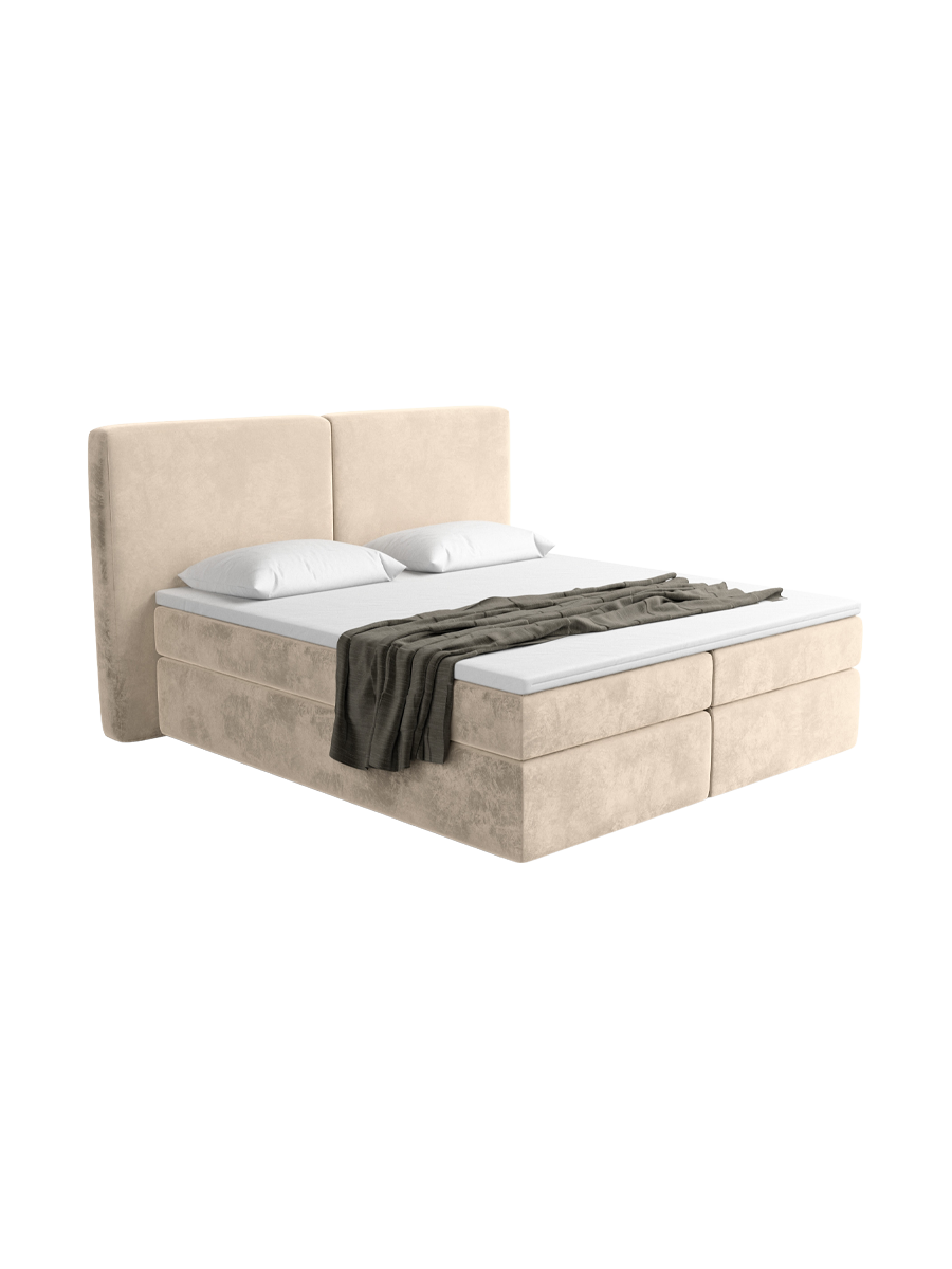 
Design Boxspringbett „Castellia“ mit Ablagefach, Samt Cream - 140 x 200 cm