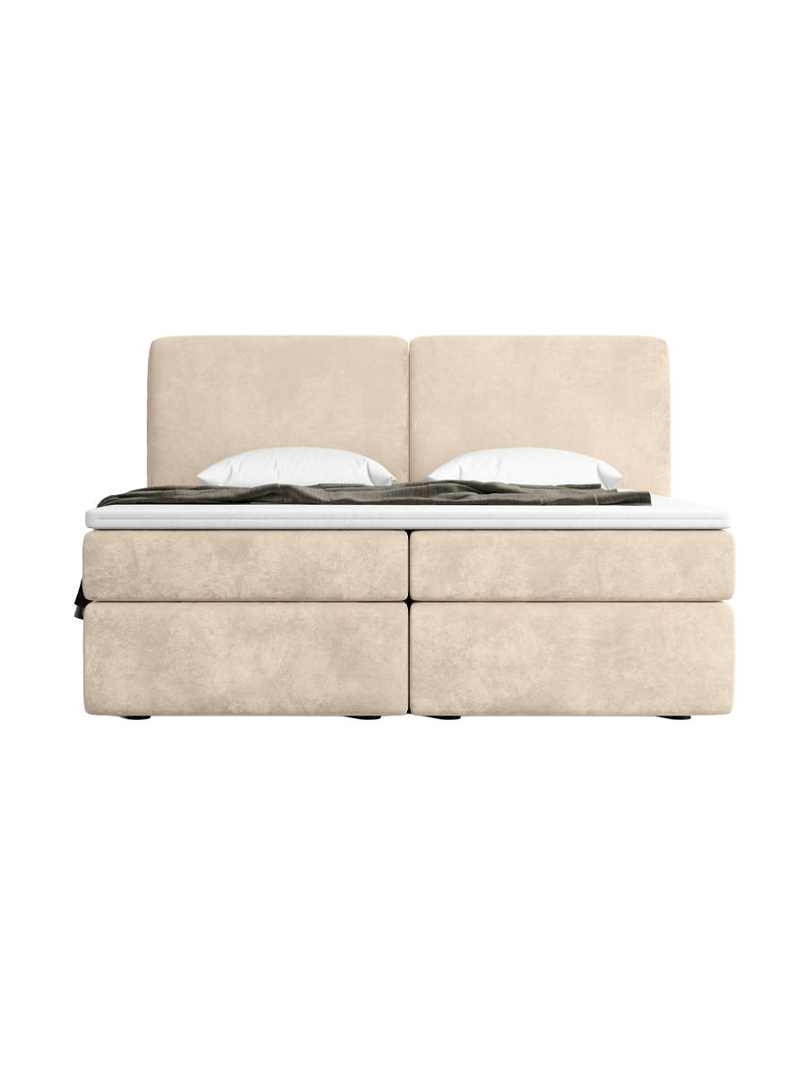 
Design Boxspringbett „Castellia“ mit Ablagefach, Samt Cream - 140 x 200 cm