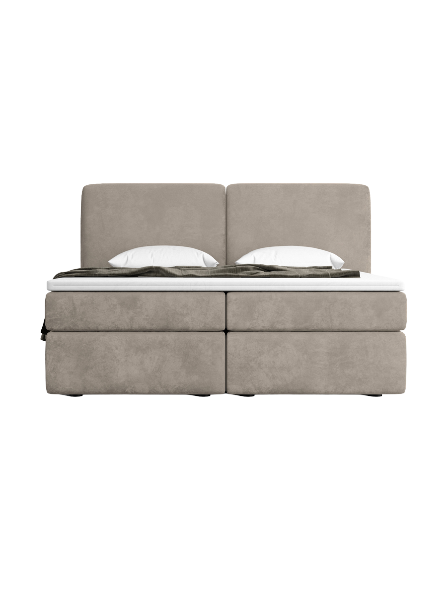 
Design Boxspringbett „Castellia“ mit Ablagefach, Samt Beige dunkel - 140 x 200 cm
