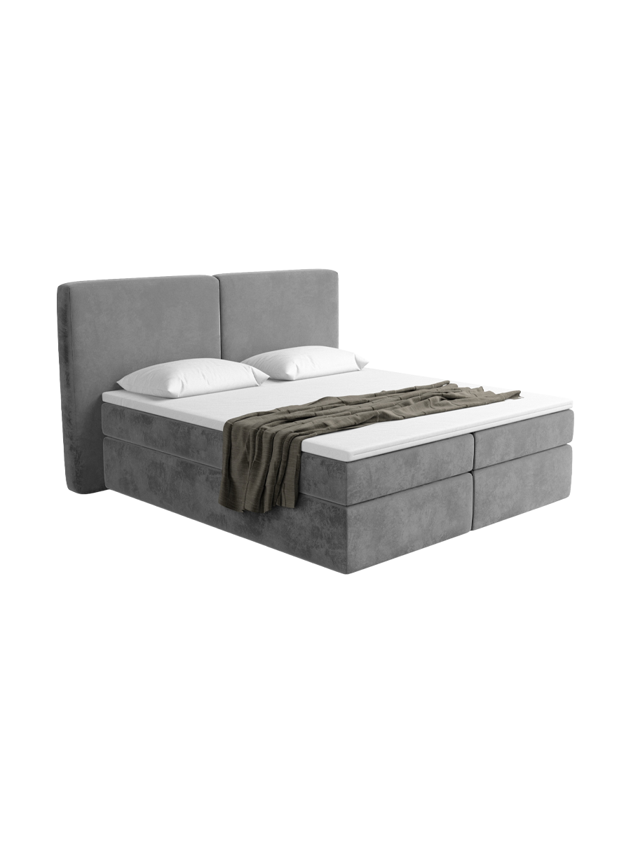 
Design Boxspringbett „Castellia“ mit Ablagefach, Samt Grau - 140 x 200 cm