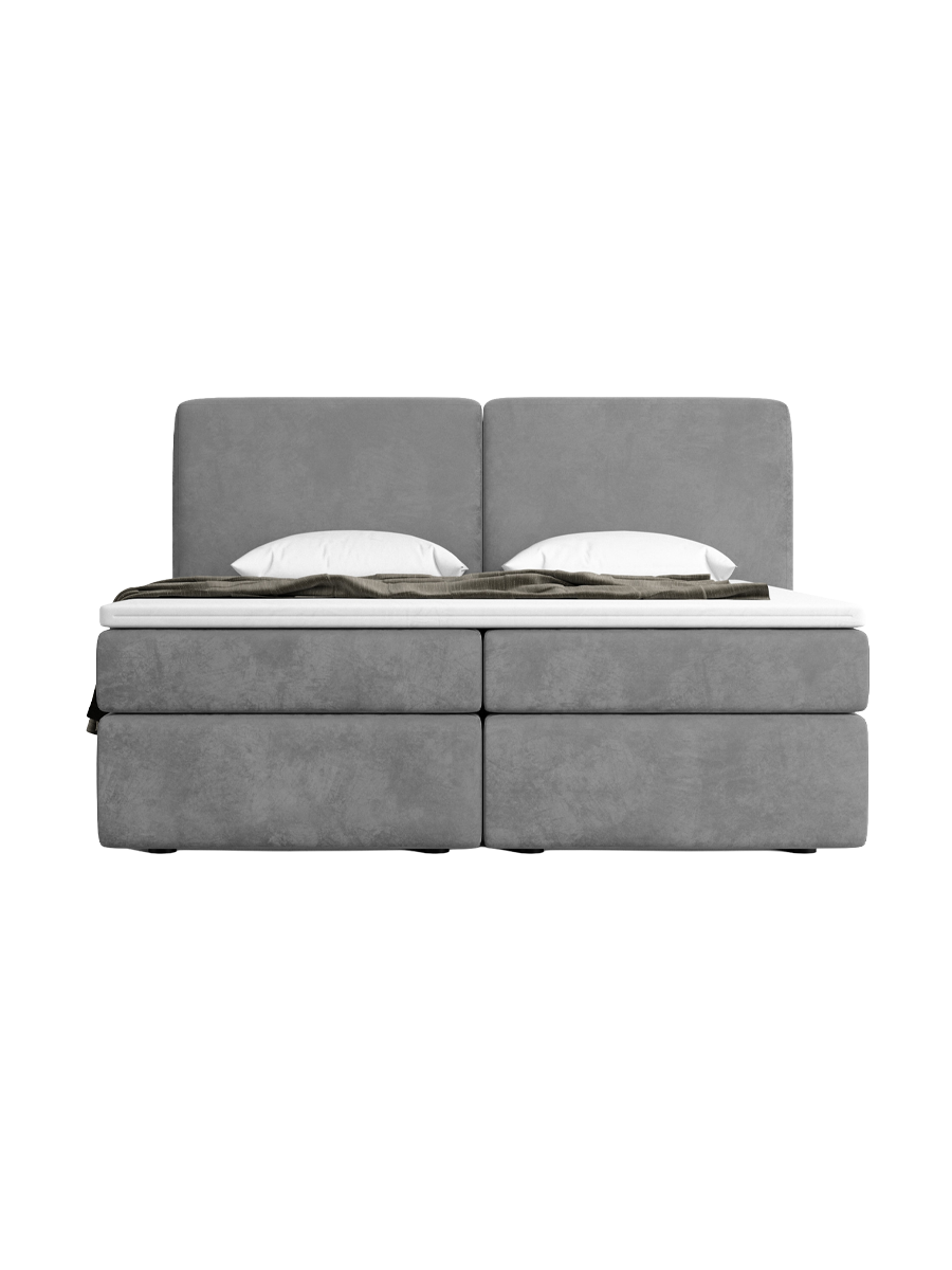 
Design Boxspringbett „Castellia“ mit Ablagefach, Samt Grau - 140 x 200 cm