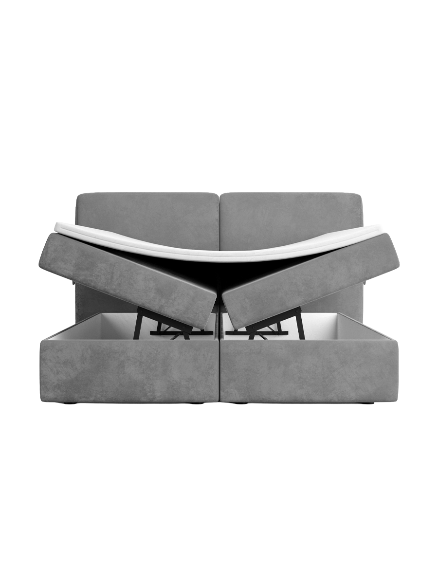 
Design Boxspringbett „Castellia“ mit Ablagefach, Samt Grau - 140 x 200 cm