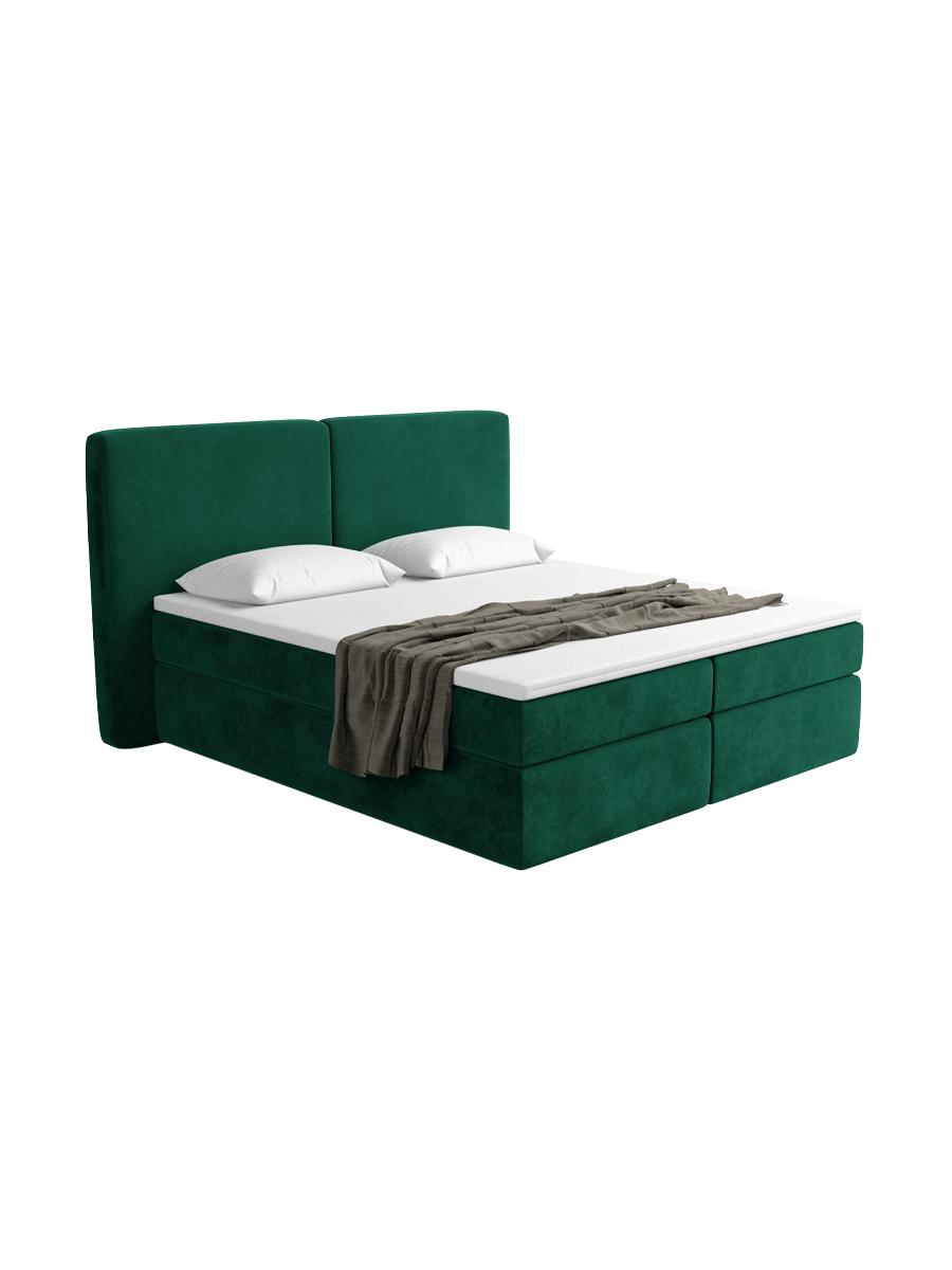 
Design Boxspringbett „Castellia“ mit Ablagefach, Samt Grün - 140 x 200 cm