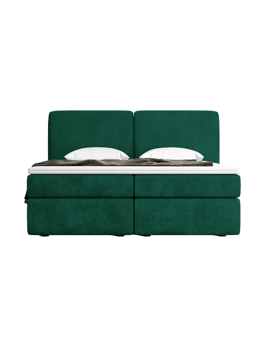 
Design Boxspringbett „Castellia“ mit Ablagefach, Samt Grün - 140 x 200 cm