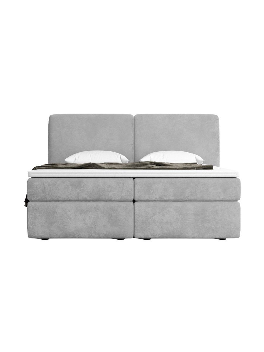 
Design Boxspringbett „Castellia“ mit Ablagefach, Samt Hellgrau - 140 x 200 cm