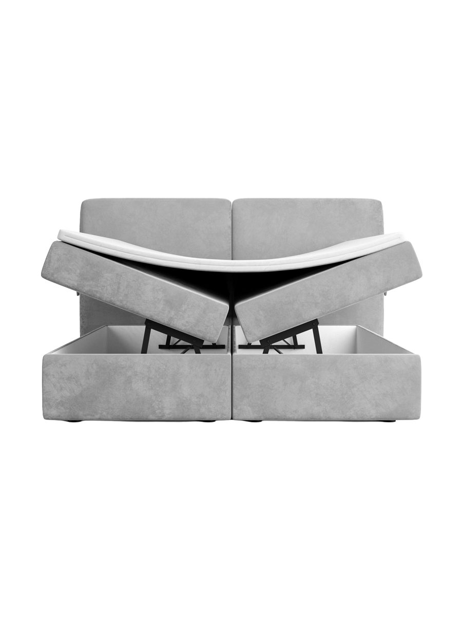 
Design Boxspringbett „Castellia“ mit Ablagefach, Samt Hellgrau - 140 x 200 cm