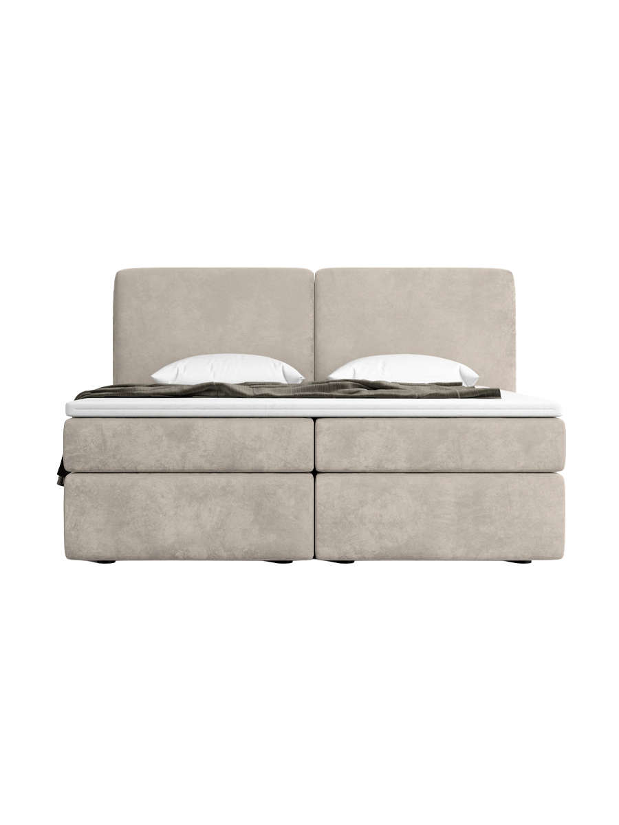 
Design Boxspringbett „Castellia“ mit Ablagefach, Samt Sand - 140 x 200 cm