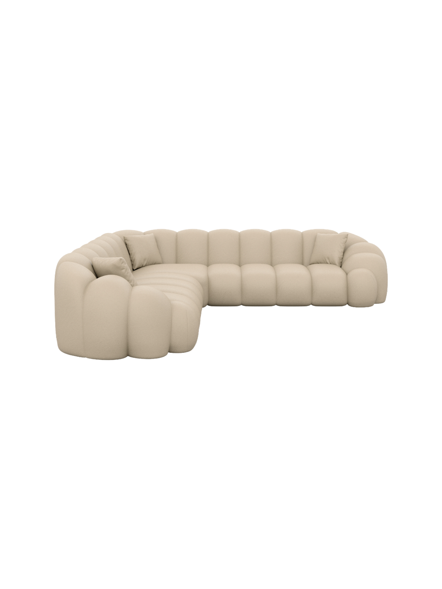 
5-Sitzer Design Echtleder Ecksofa „Solea“ - Echtleder Beige