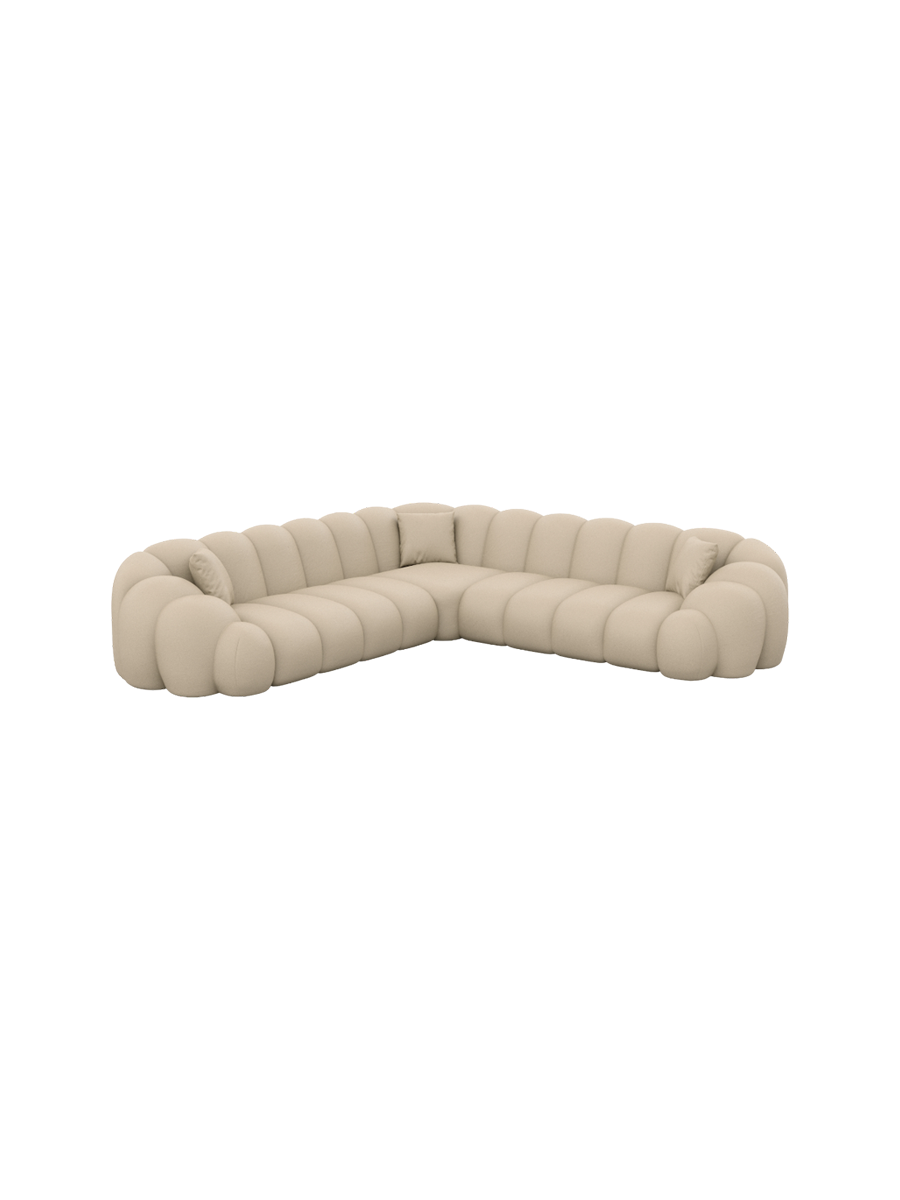 
5-Sitzer Design Echtleder Ecksofa „Solea“ - Echtleder Beige