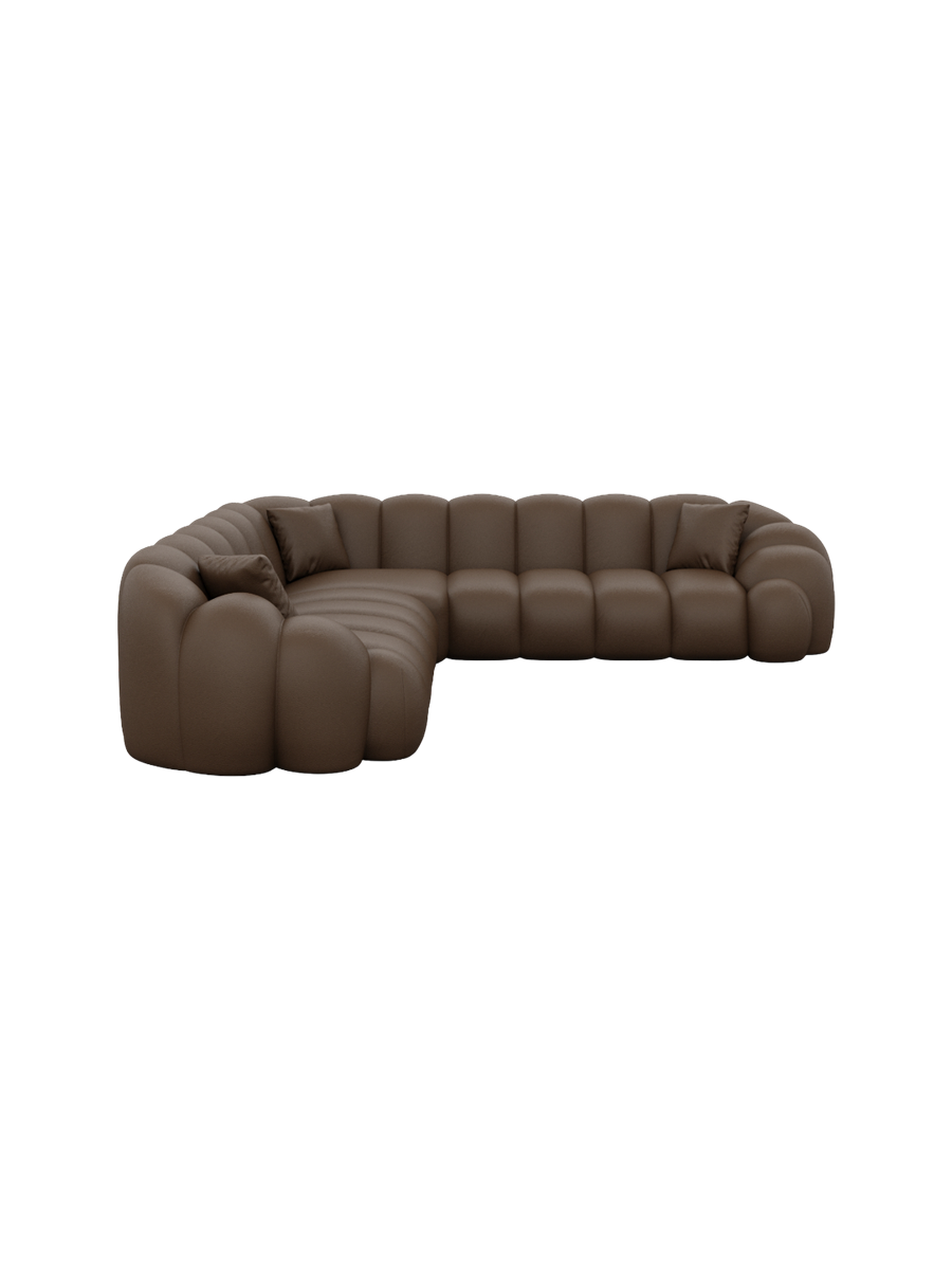 
5-Sitzer Design Echtleder Ecksofa „Solea“ - Echtleder Beige