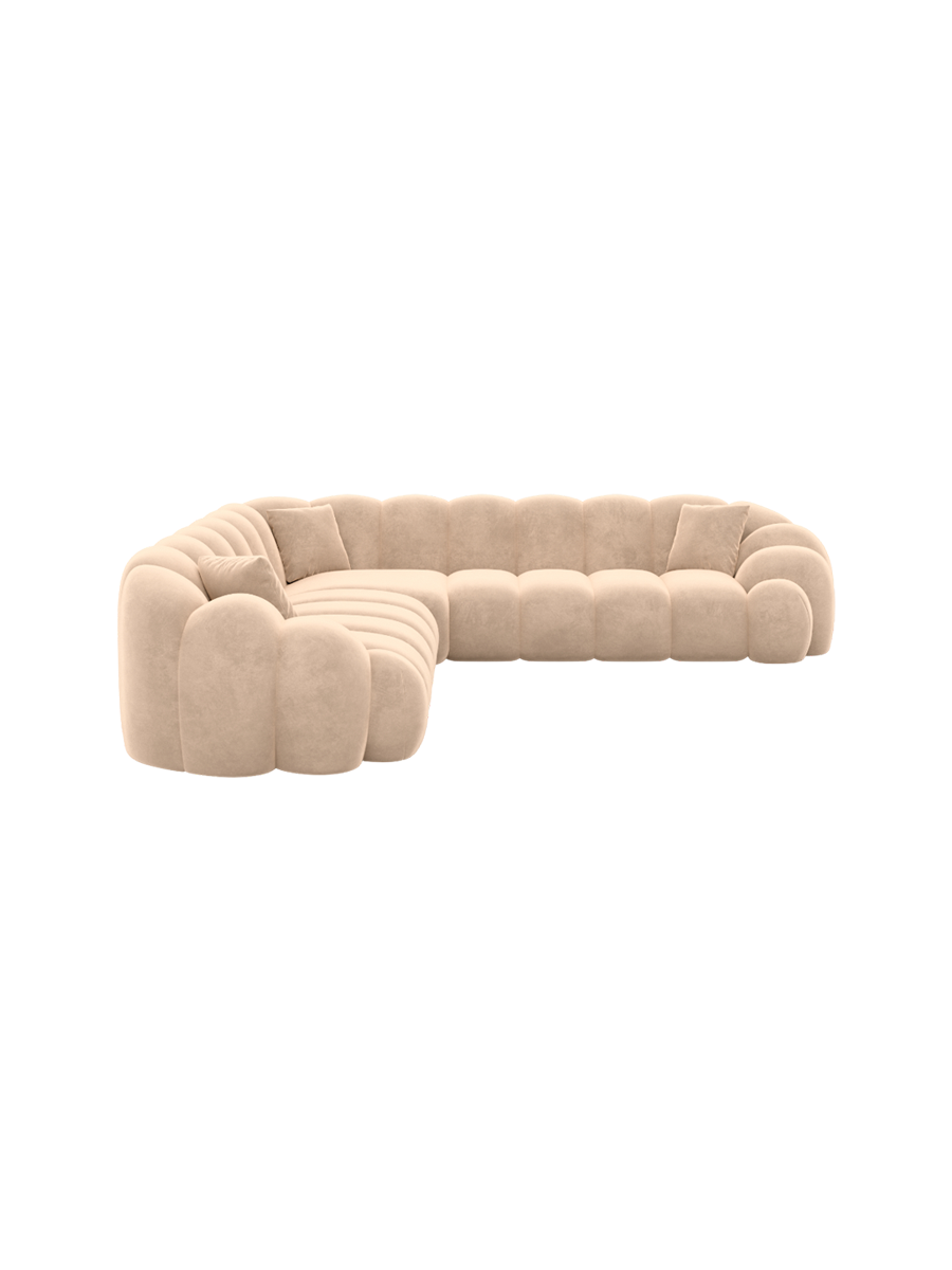 
5-Sitzer Design Ecksofa „Solea“ mit Samtbezug - Samtbezug Königsblau