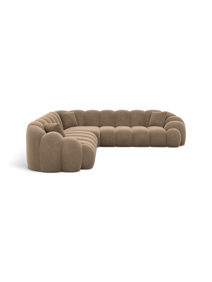 
5-seater designer corner sofa “Solea” with velvet upholstery - Velvet cover Brown