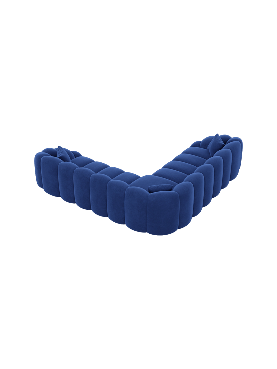 
5-Sitzer Design Ecksofa „Solea“ mit Samtbezug - Samtbezug Königsblau