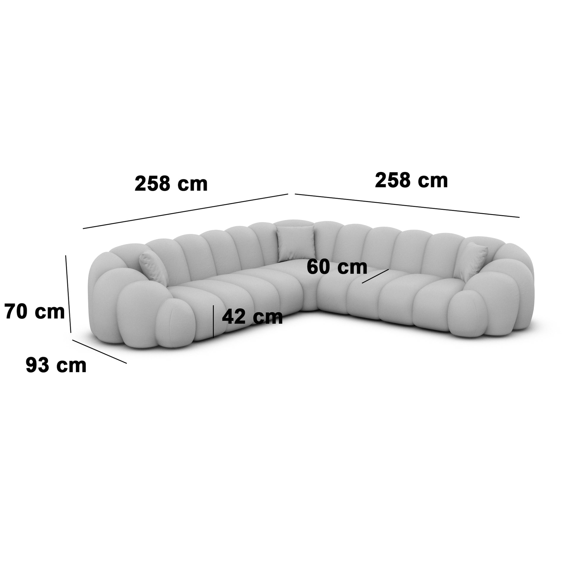 
5-Sitzer Design Ecksofa „Solea“ mit Samtbezug - Samtbezug Königsblau