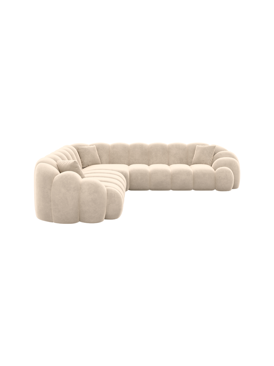 
5-Sitzer Design Ecksofa „Solea“ mit Samtbezug - Samtbezug Königsblau