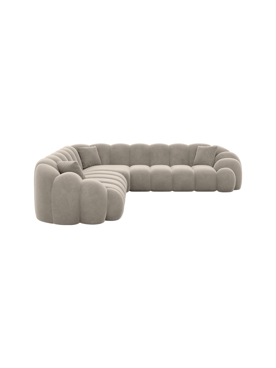 
5-Sitzer Design Ecksofa „Solea“ mit Samtbezug - Samtbezug Königsblau