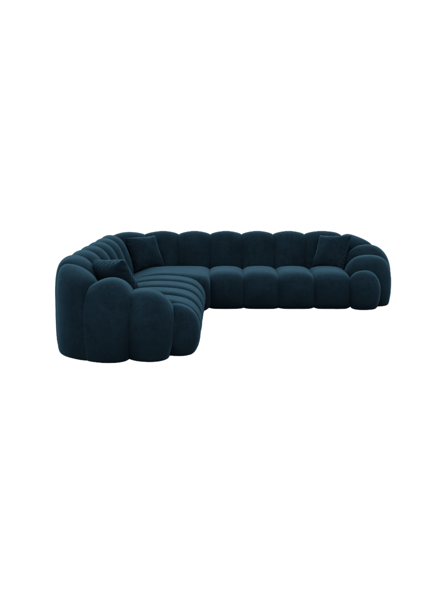 
5-Sitzer Design Ecksofa „Solea“ mit Samtbezug - Samtbezug Königsblau