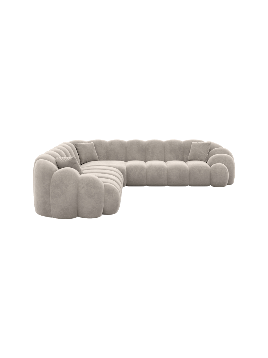 
5-Sitzer Design Ecksofa „Solea“ mit Samtbezug - Samtbezug Königsblau