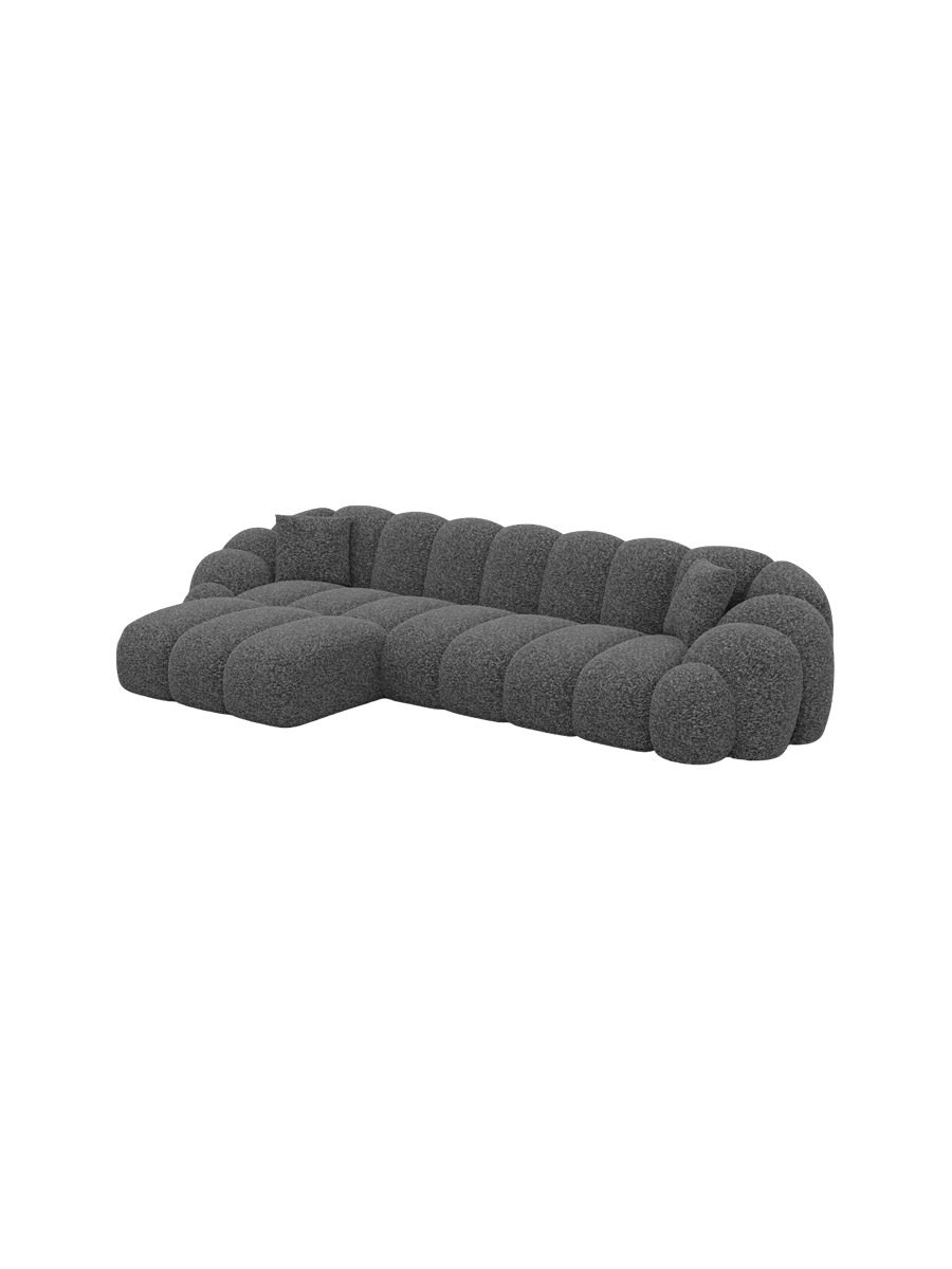 
4-Sitzer Design Ecksofas „Solea“ mit Bouclé-Bezug - Bouclé Graphit / Eckteil links