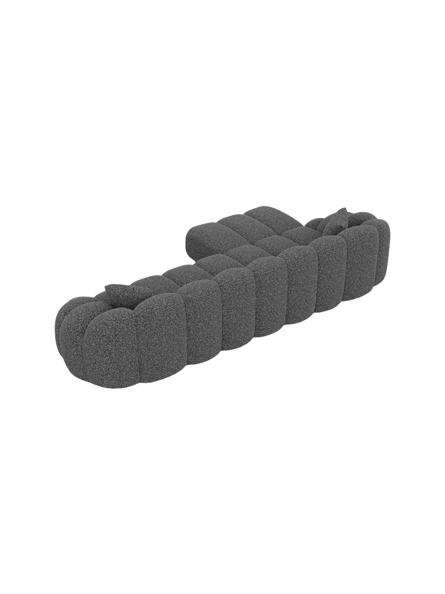 
4-Sitzer Design Ecksofas „Solea“ mit Bouclé-Bezug - Bouclé Graphit / Eckteil links