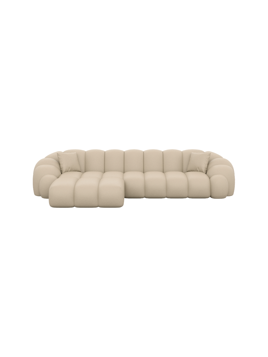 
4-Sitzer Design Echtleder Ecksofa „Solea“ - Echtleder Beige / Eckteil links