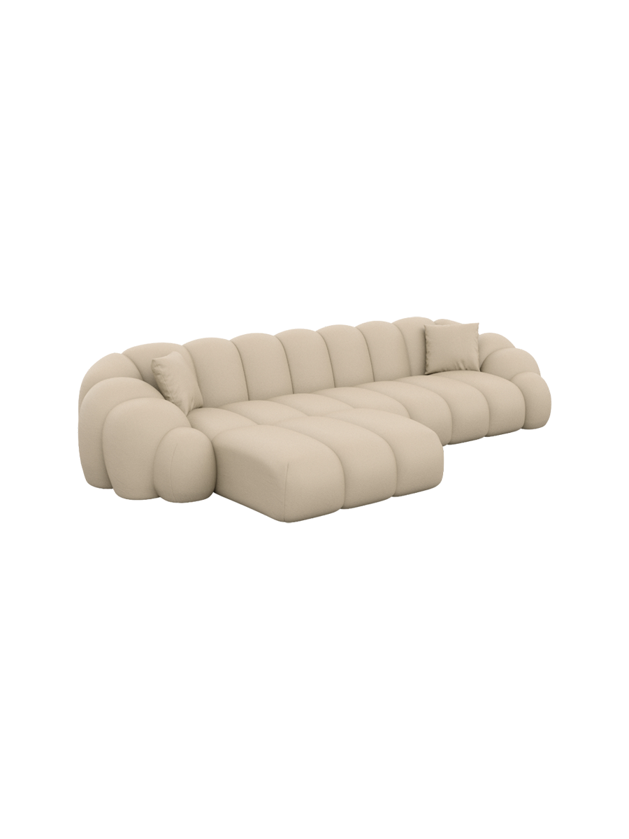 
4-Sitzer Design Echtleder Ecksofa „Solea“ - Echtleder Beige / Eckteil links