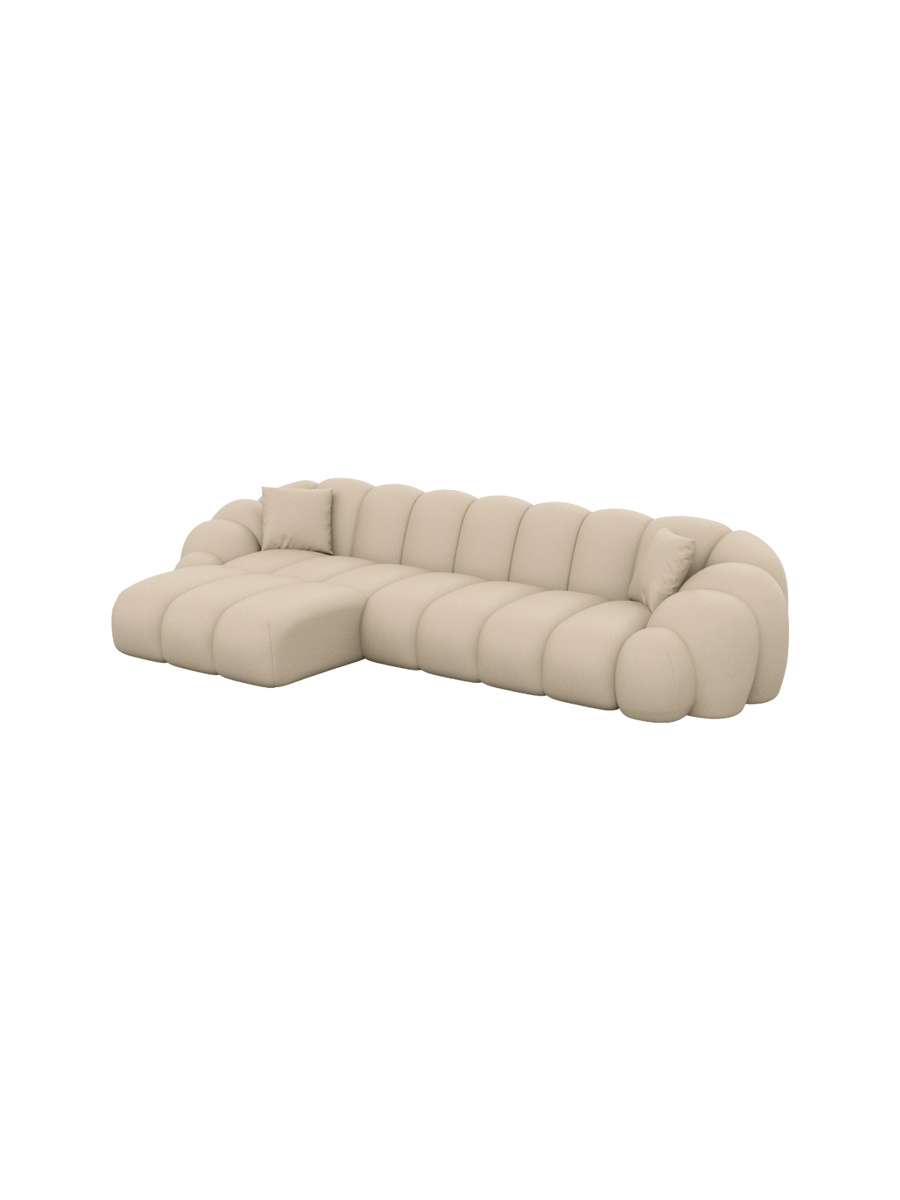 
4-Sitzer Design Echtleder Ecksofa „Solea“ - Echtleder Beige / Eckteil links