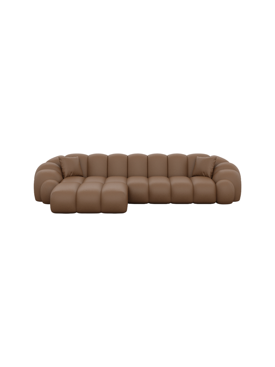 
4-Sitzer Design Echtleder Ecksofa „Solea“ - Echtleder Beige / Eckteil links