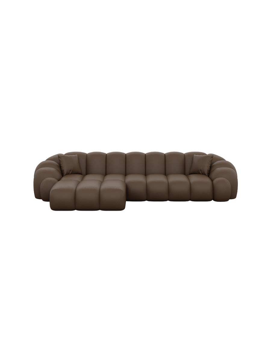 
4-Sitzer Design Echtleder Ecksofa „Solea“ - Echtleder Beige / Eckteil links