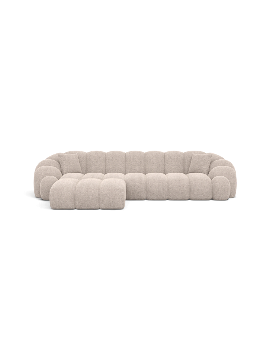 
4-seater designer corner sofa “Solea” with textured fabric upholstery - Textured fabric Beige / Left corner section