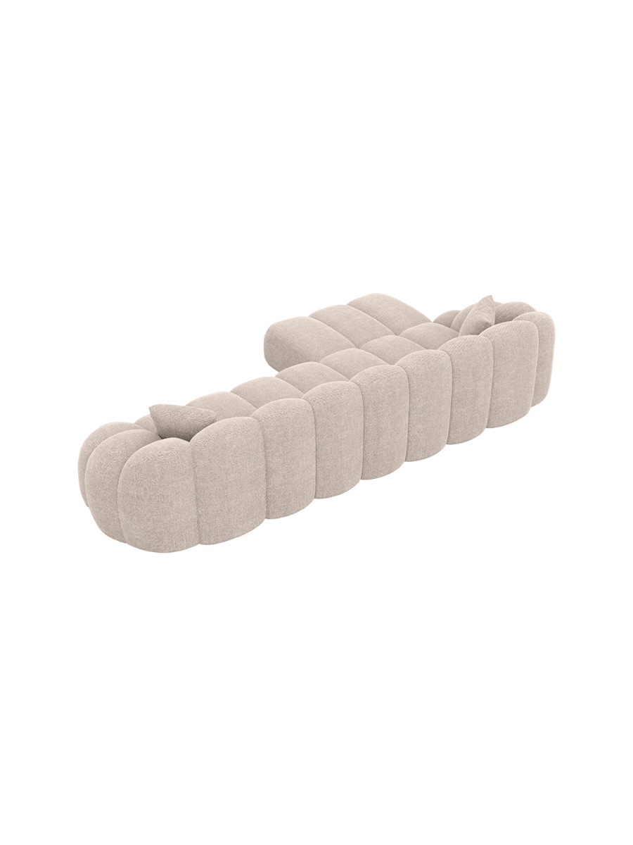 
4-seater designer corner sofa “Solea” with textured fabric upholstery - Textured fabric Beige / Left corner section