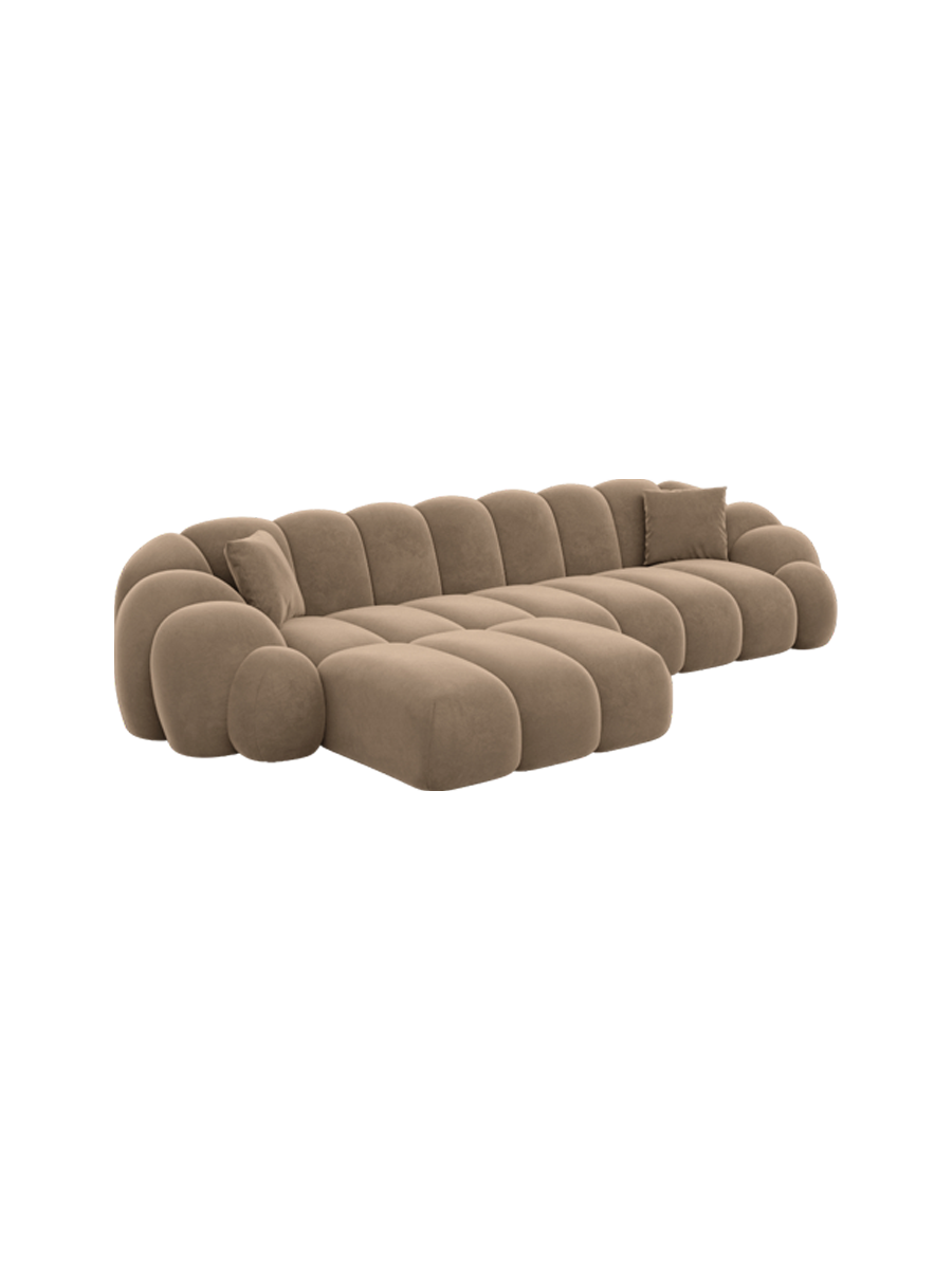 
4-seater designer corner sofa “Solea” with velvet upholstery - Velvet cover Brown / Left corner section