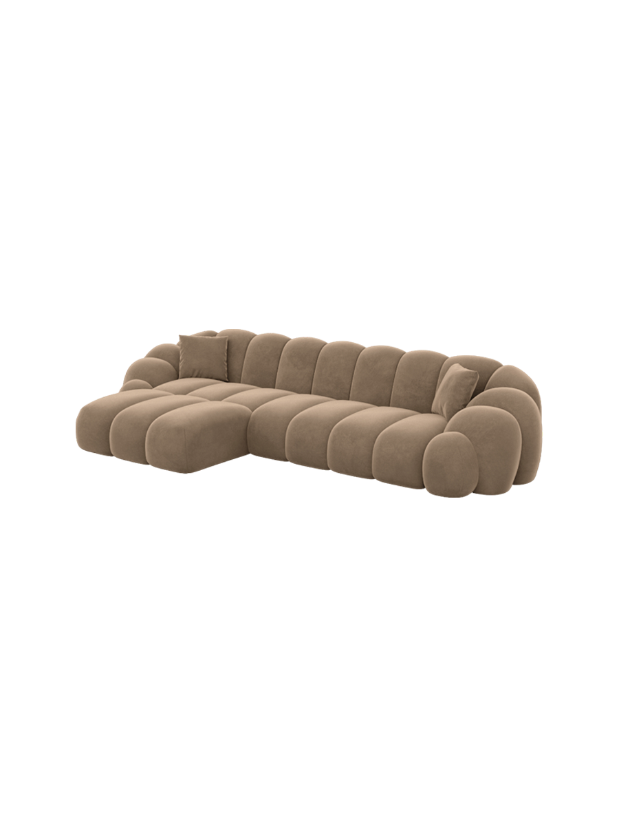 
4-seater designer corner sofa “Solea” with velvet upholstery - Velvet cover Brown / Left corner section