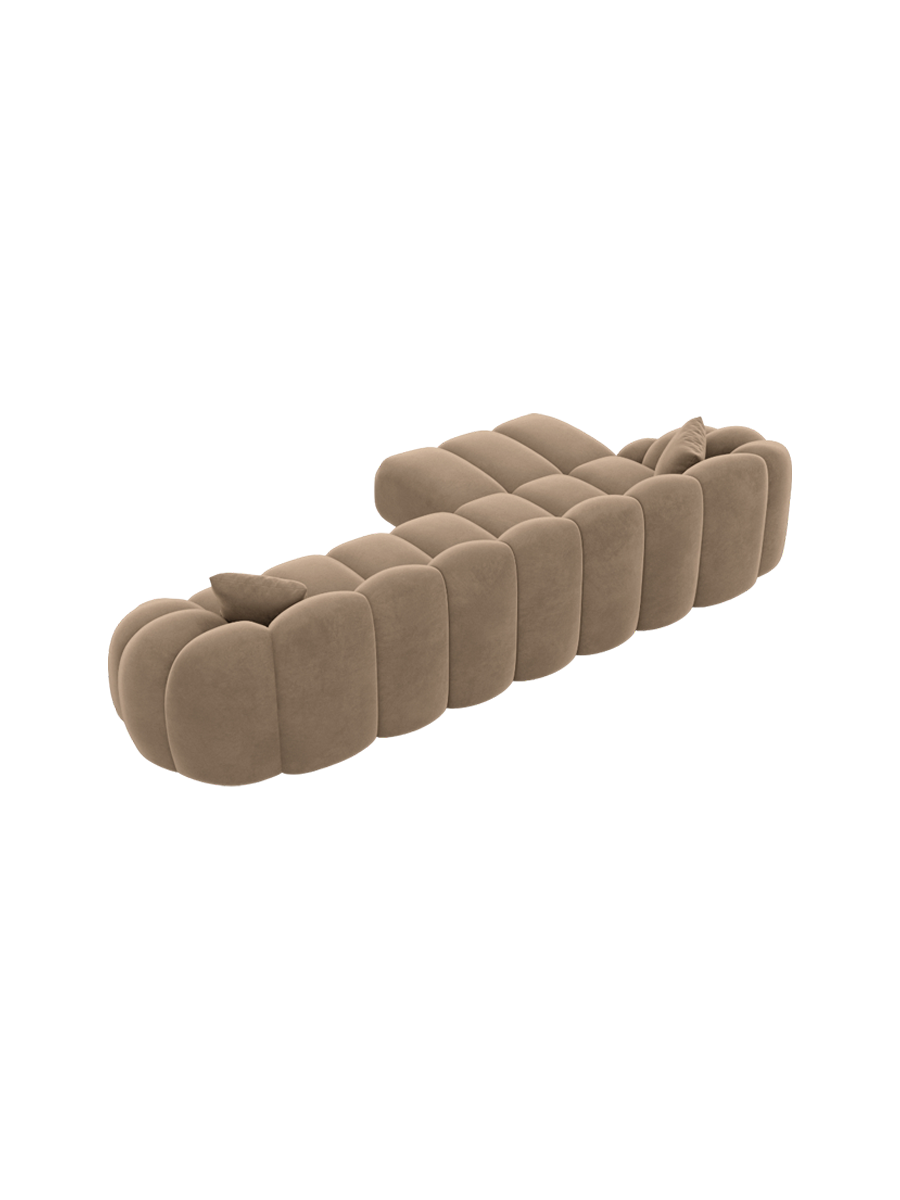 
4-seater designer corner sofa “Solea” with velvet upholstery - Velvet cover Brown / Left corner section