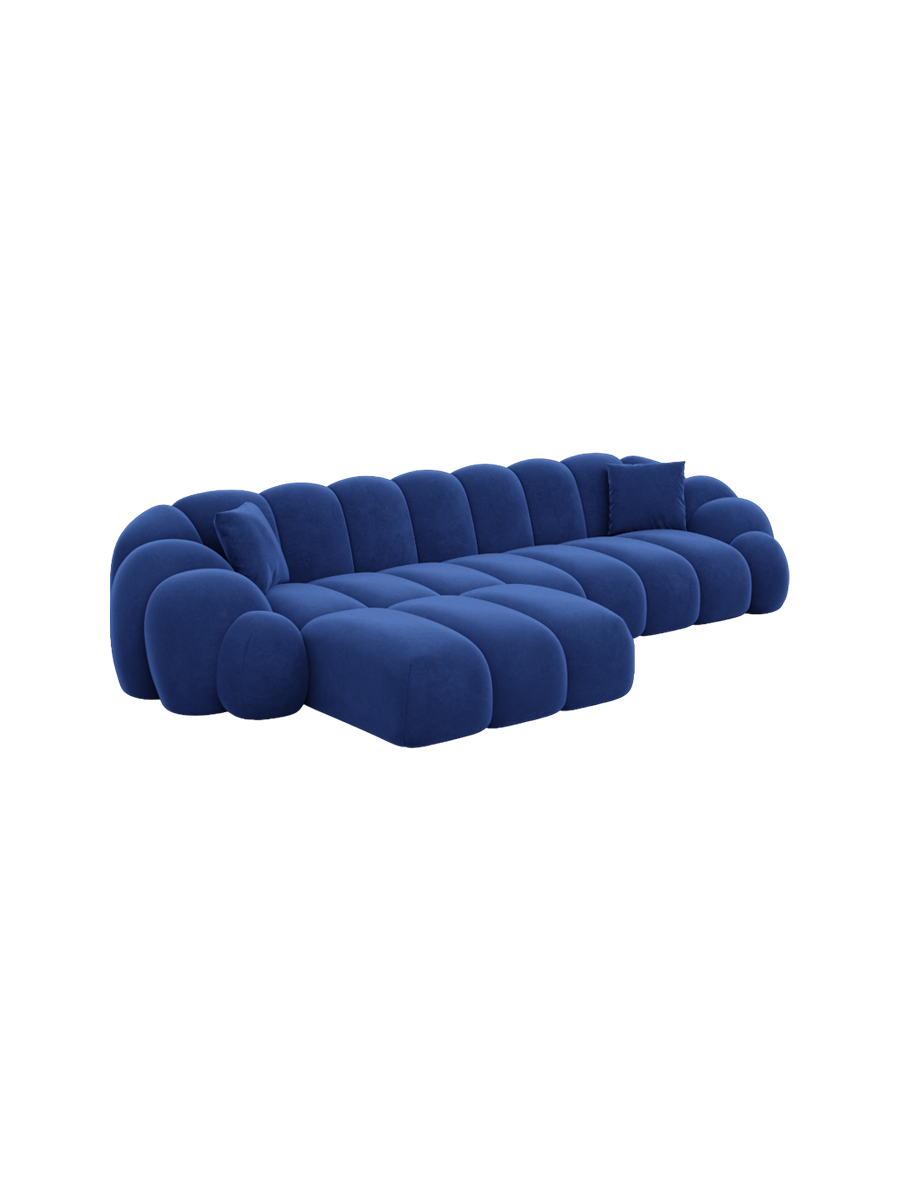 
4-Sitzer Design Ecksofa „Solea“ mit Samtbezug - Samtbezug Königsblau / Eckteil links
