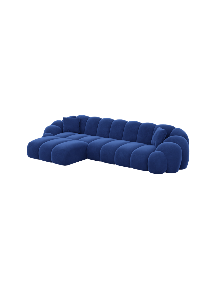 
4-Sitzer Design Ecksofa „Solea“ mit Samtbezug - Samtbezug Königsblau / Eckteil links