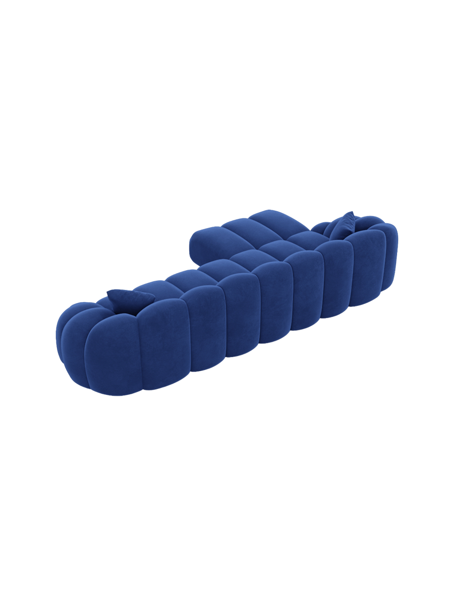 
4-Sitzer Design Ecksofa „Solea“ mit Samtbezug - Samtbezug Königsblau / Eckteil links
