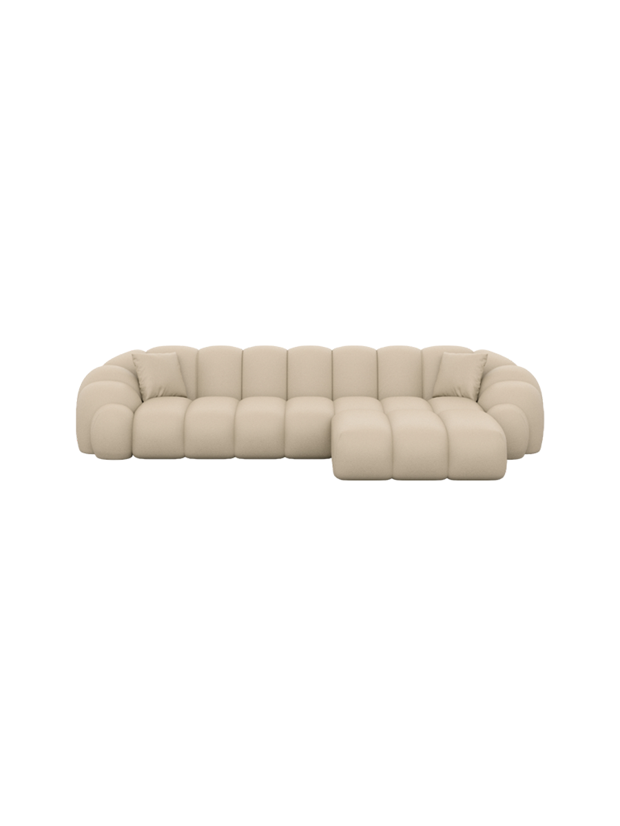 
4-Sitzer Design Echtleder Ecksofa „Solea“ - Echtleder Beige / Eckteil links